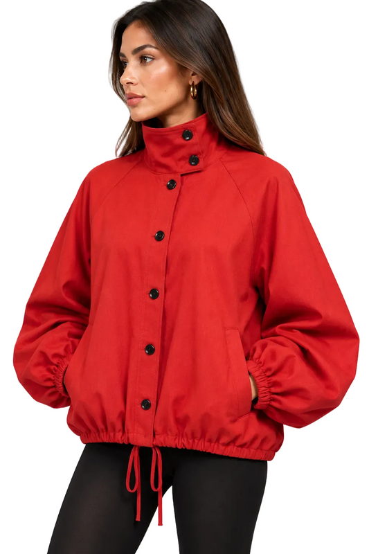 Nora Stand Up Collar Button Up Jacket