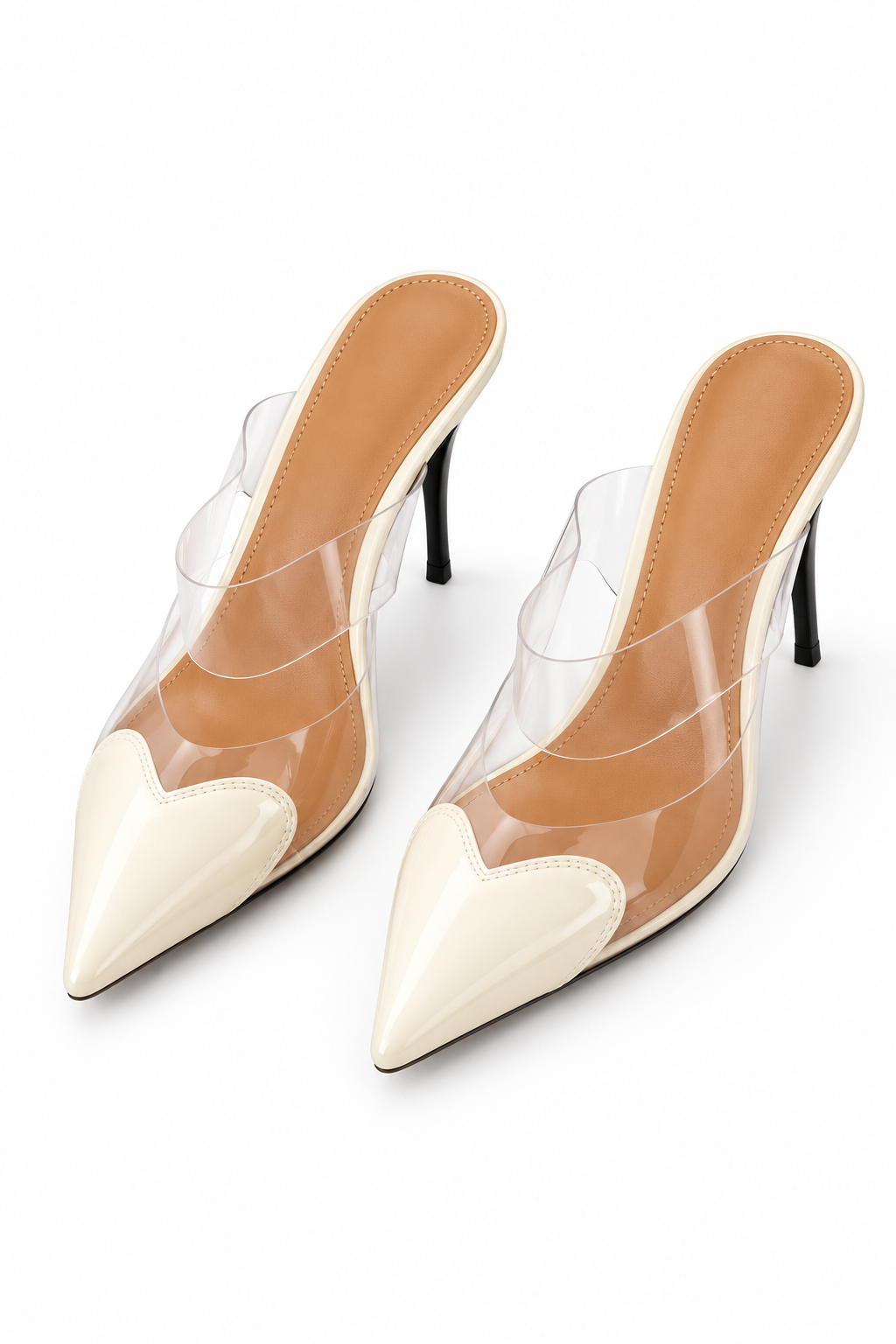 Heart Shaped Transparent High Heel Shoes