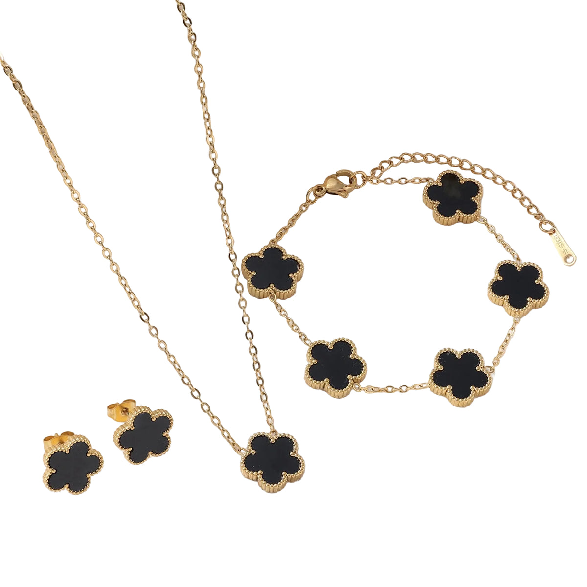 Clover Earrings, Bracelet, Necklace Set
