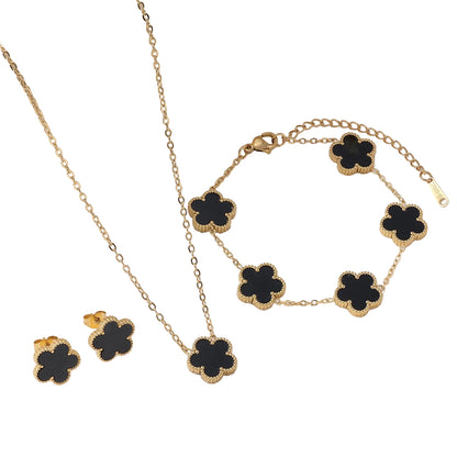 Clover Earrings, Bracelet, Necklace Set