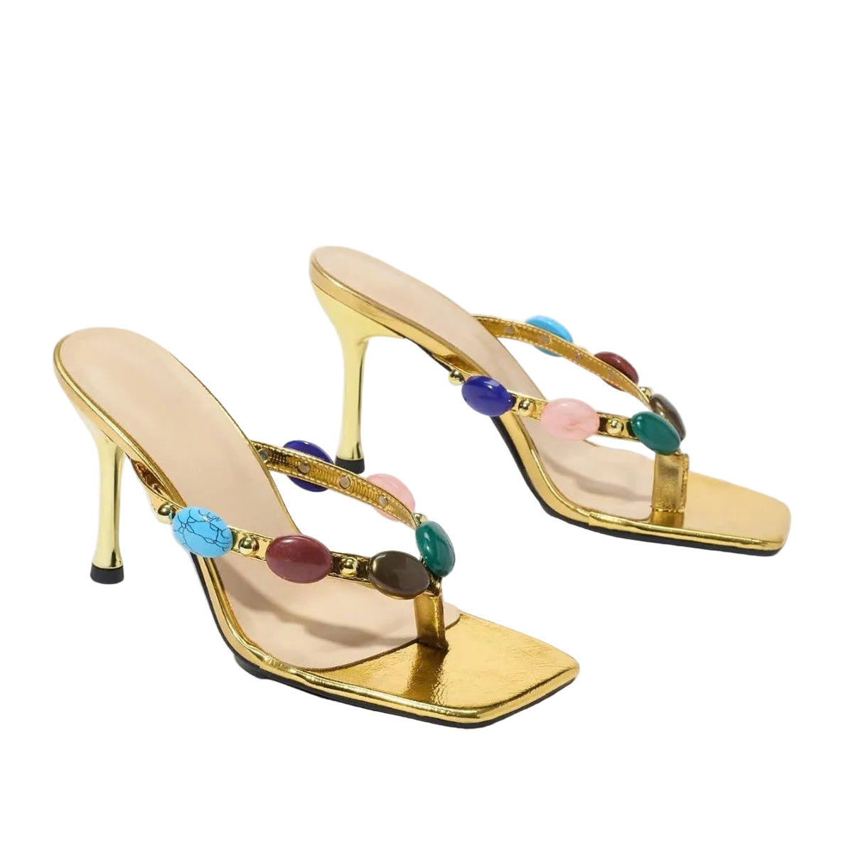 Square Toe Gemstone Sandals