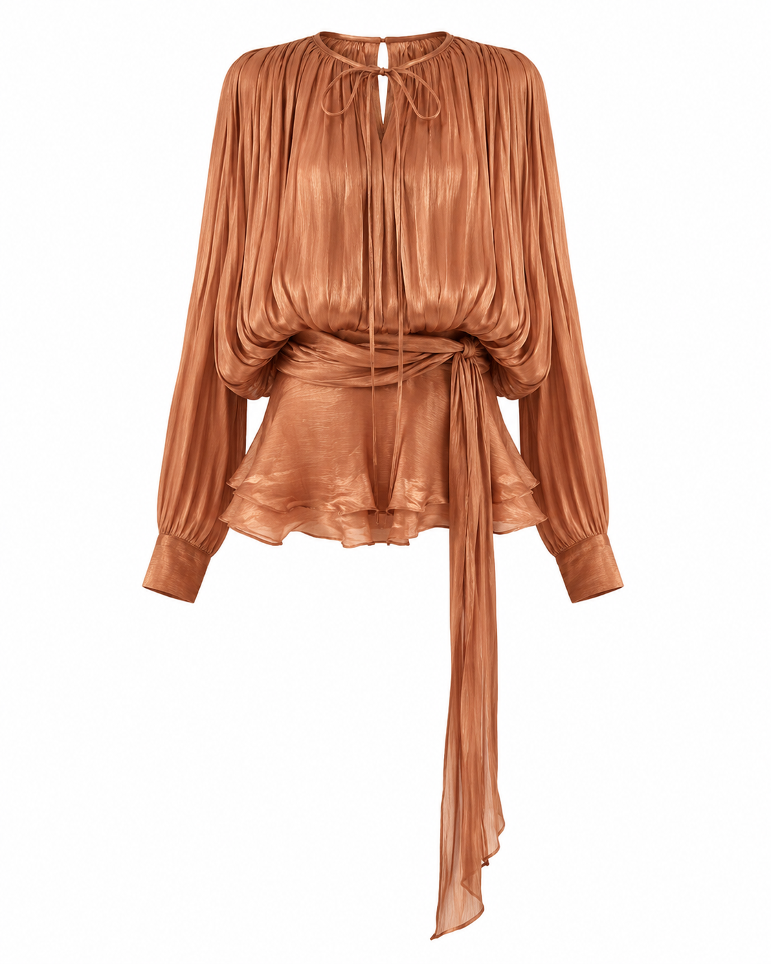 Kailey Chiffon Drape Balloon Sleeve Dress