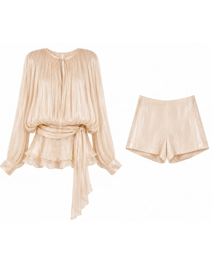 Kailey Chiffon Drape Balloon Sleeve Dress