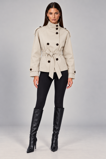 Double-Breasted Short Trench Coat