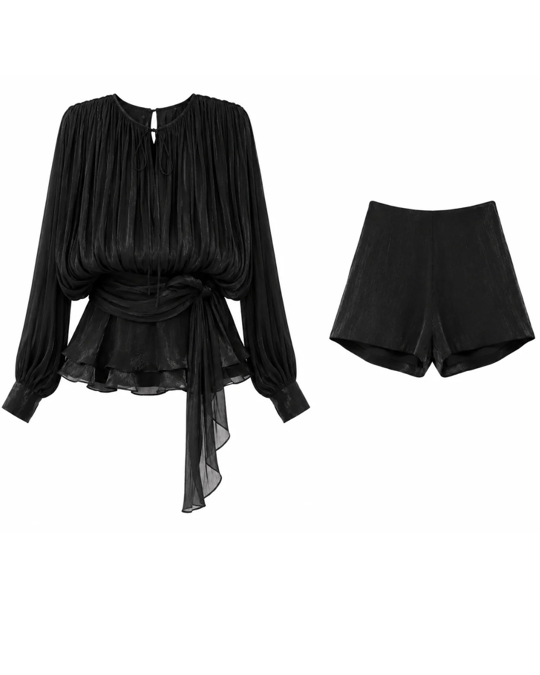 Kailey Chiffon Drape Balloon Sleeve Dress