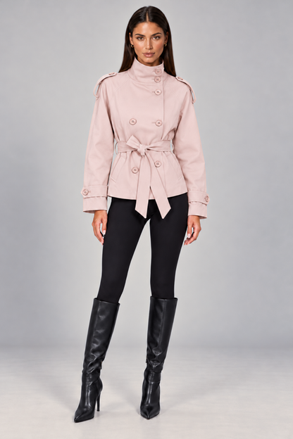 Double-Breasted Short Trench Coat