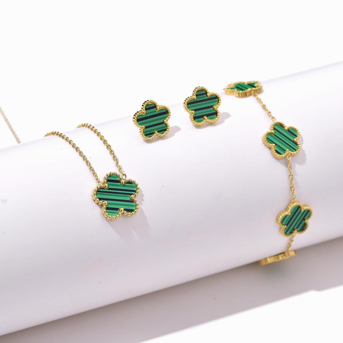 Clover Earrings, Bracelet, Necklace Set