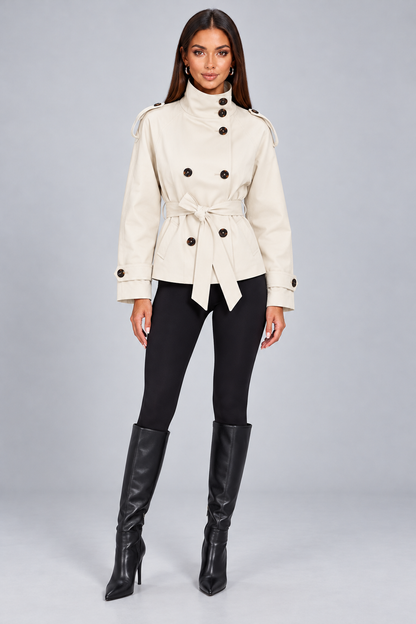 Double-Breasted Short Trench Coat
