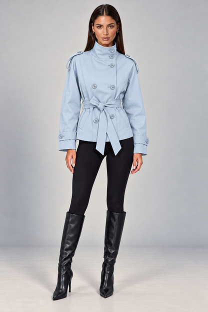 Double-Breasted Short Trench Coat