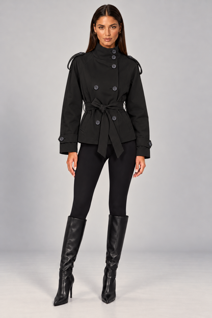 Double-Breasted Short Trench Coat