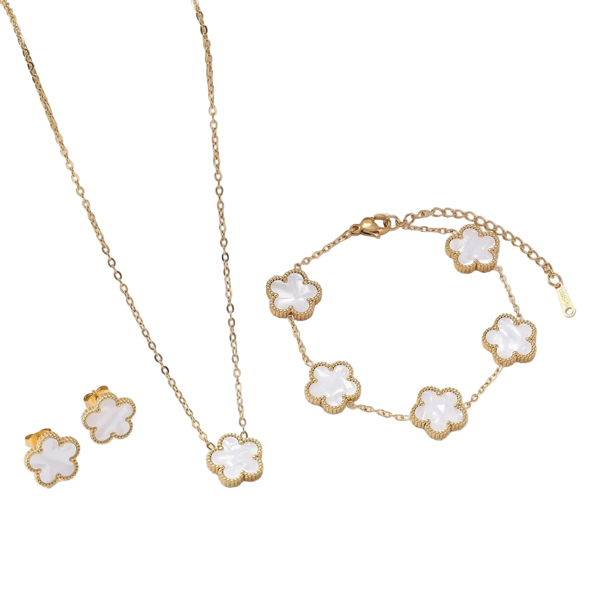 Clover Earrings, Bracelet, Necklace Set