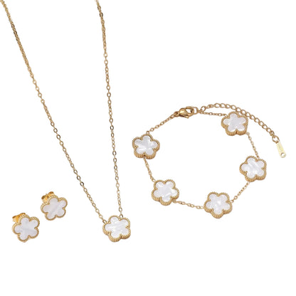 Clover Earrings, Bracelet, Necklace Set