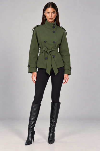 Double-Breasted Short Trench Coat