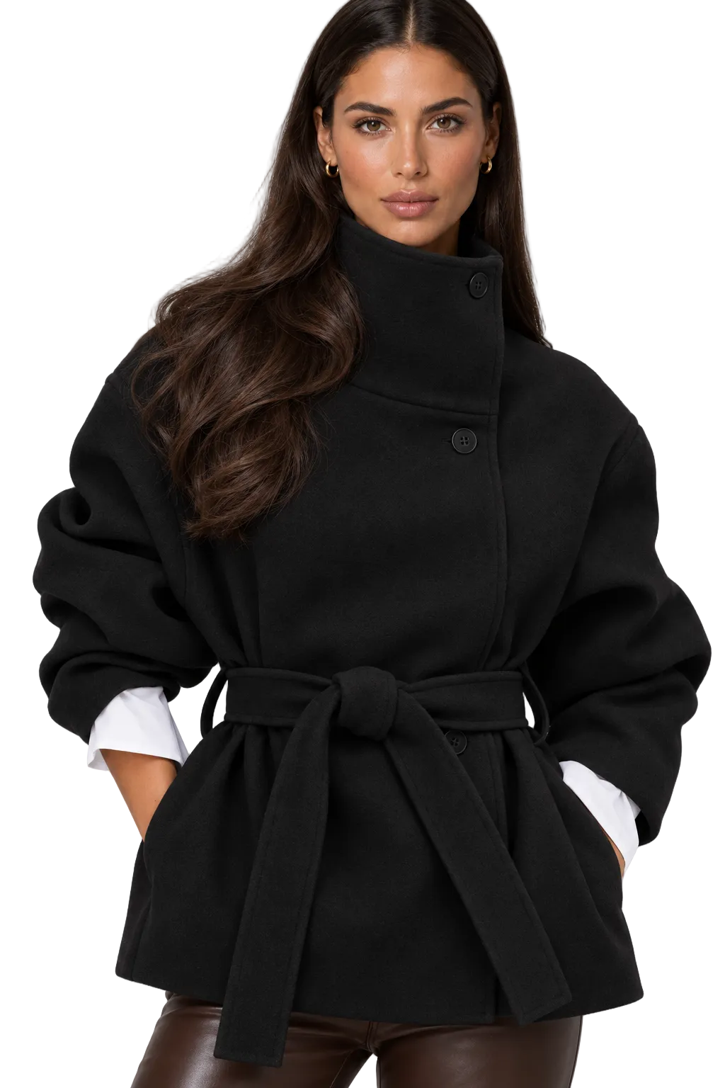 Leila Double Sided Stand Up Collar Coat
