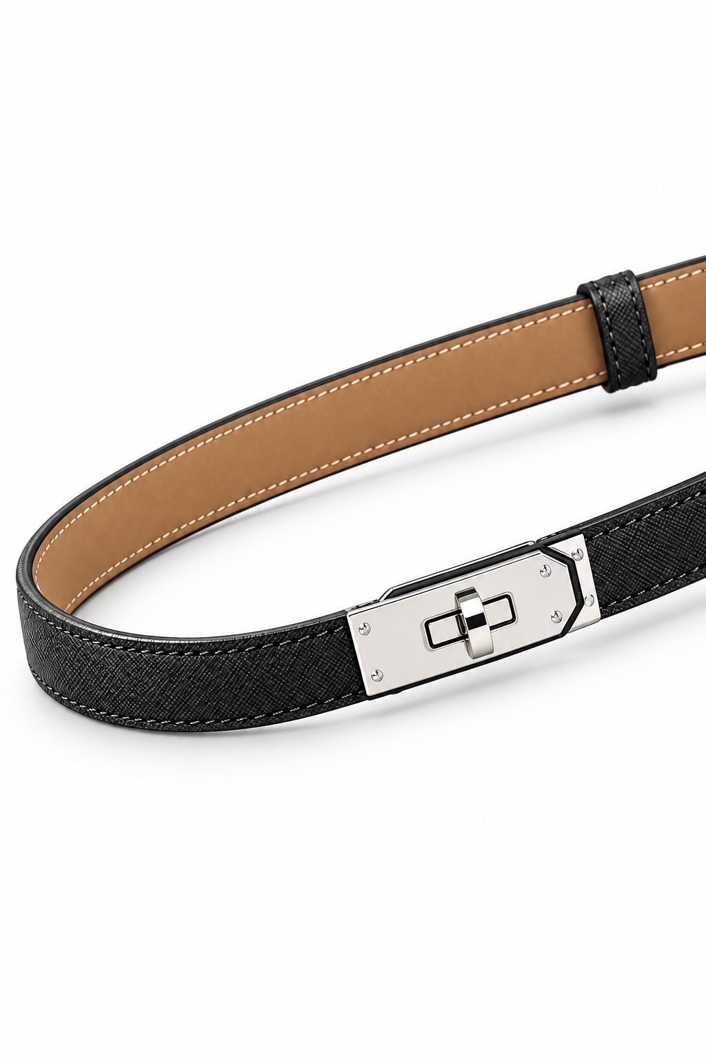 London Slim Turn-Lock Leather Belt