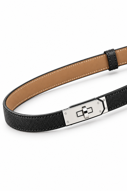 London Slim Turn-Lock Leather Belt