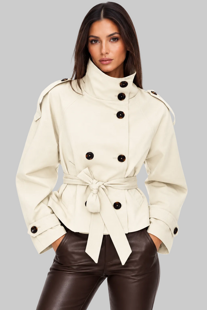 Double-Breasted Short Trench Coat