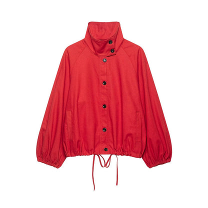 Nora Stand Up Collar Button Up Jacket