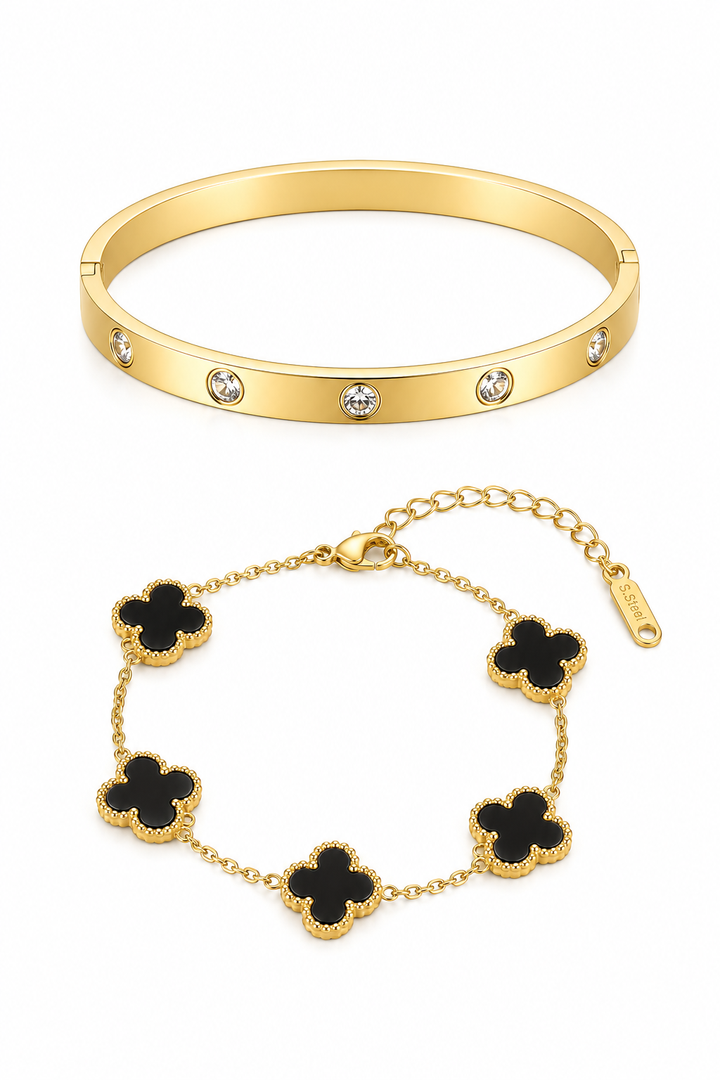 Titanium Steel Clover/Bangle Bracelet