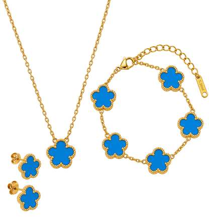 Clover Earrings, Bracelet, Necklace Set