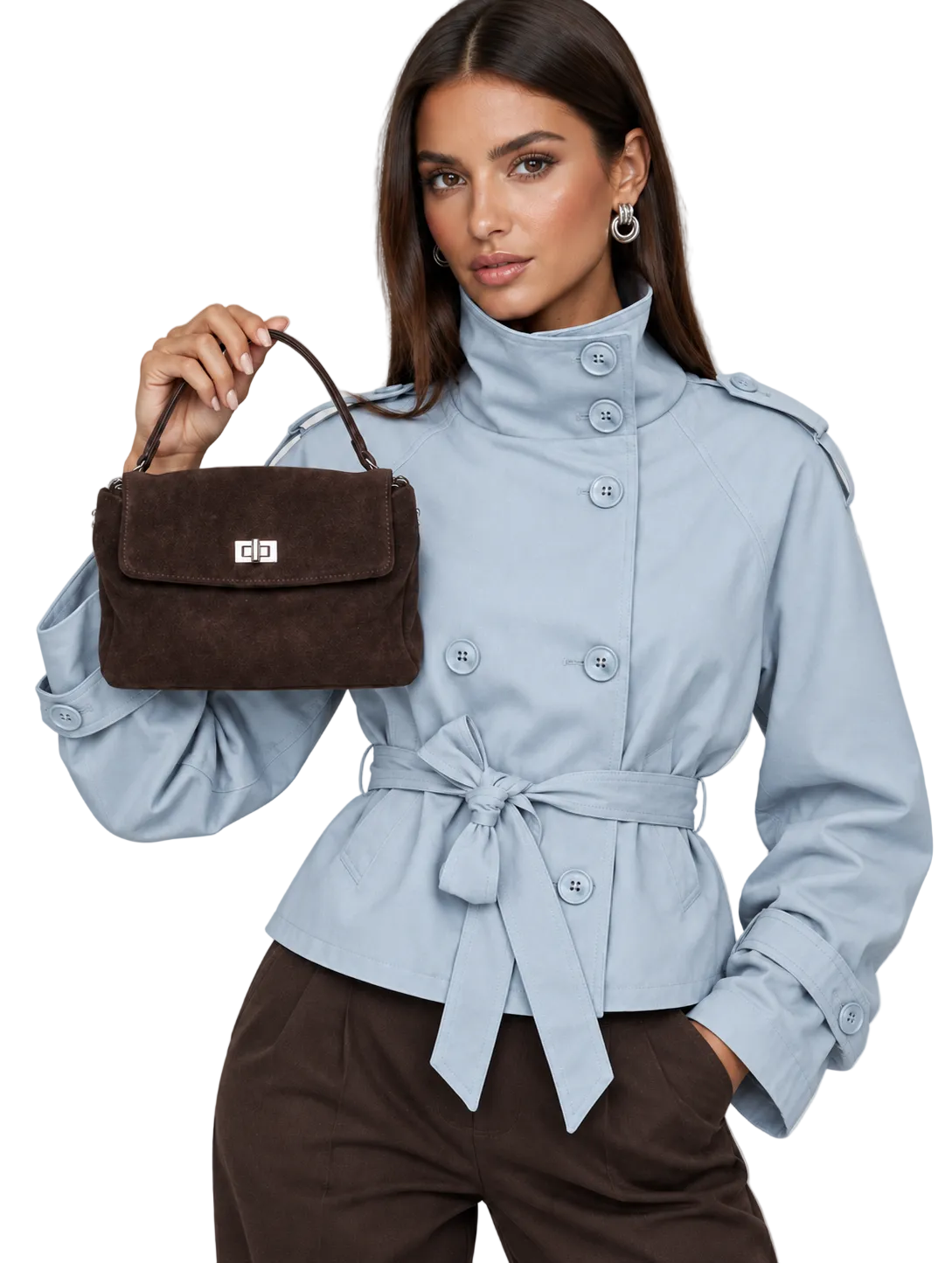 Leather Suede Crossbody Handbag