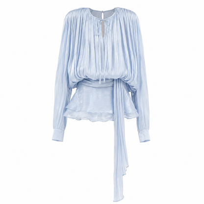 Kailey Chiffon Drape Balloon Sleeve Dress