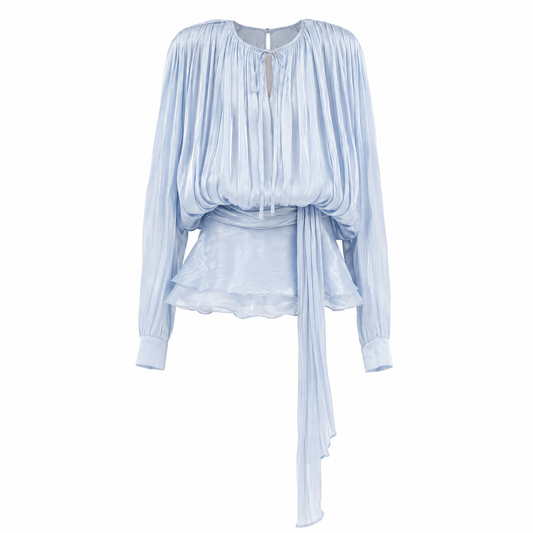 Kailey Chiffon Drape Balloon Sleeve Dress