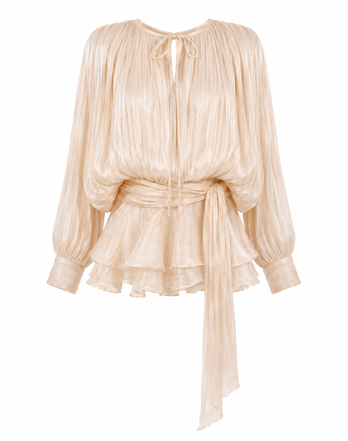 Kailey Chiffon Drape Balloon Sleeve Dress
