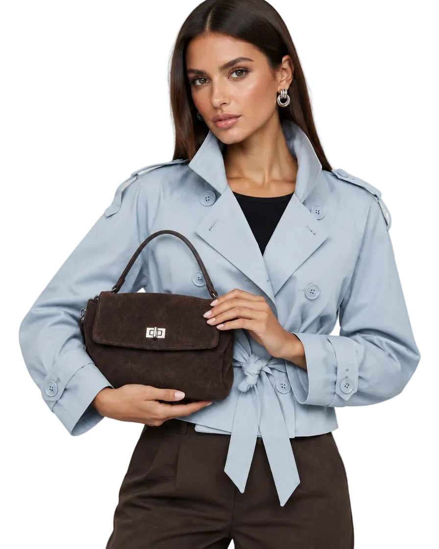 Leather Suede Crossbody Handbag