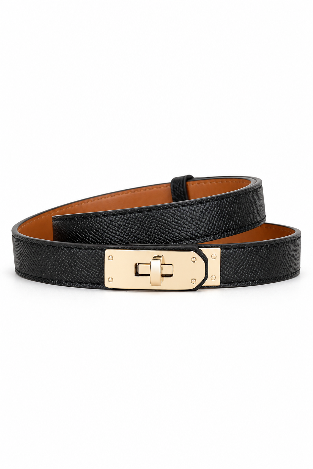 London Slim Turn-Lock Leather Belt