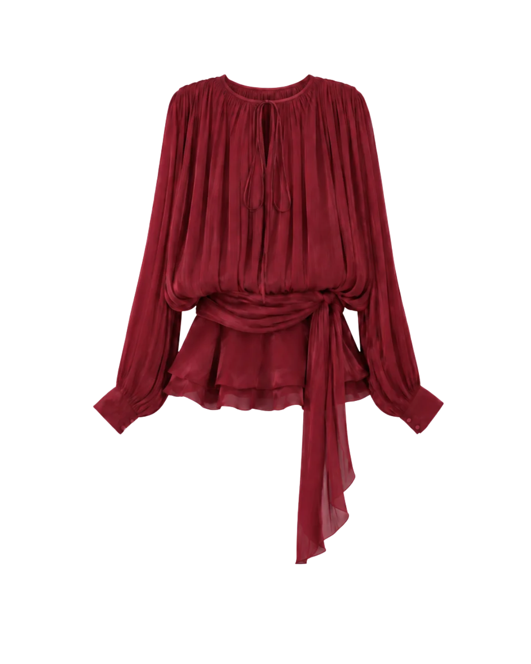 Kailey Chiffon Drape Balloon Sleeve Dress
