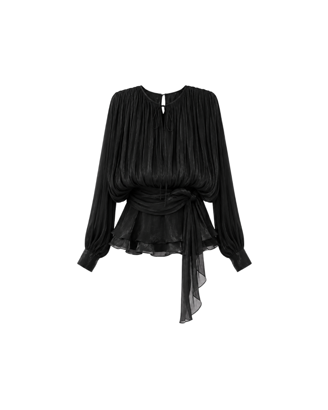 Kailey Chiffon Drape Balloon Sleeve Dress