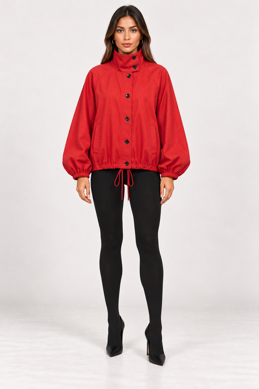 Nora Stand Up Collar Button Up Jacket