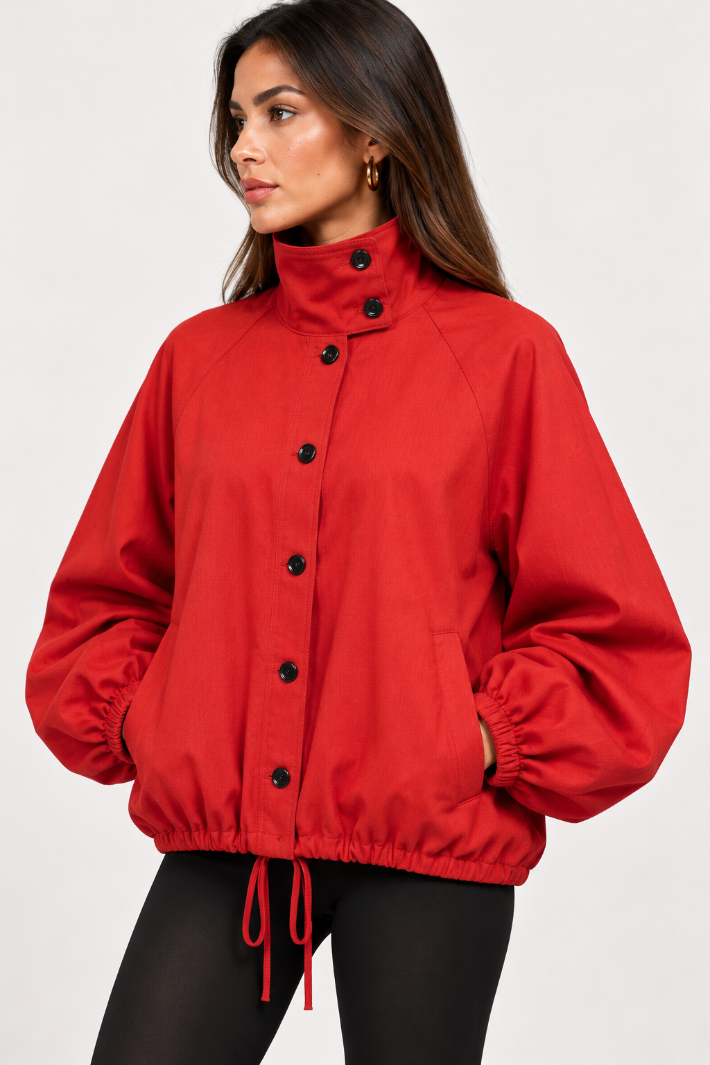 Nora Stand Up Collar Button Up Jacket