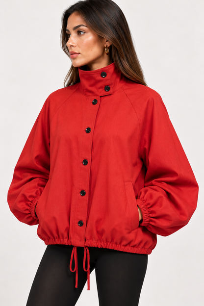 Nora Stand Up Collar Button Up Jacket