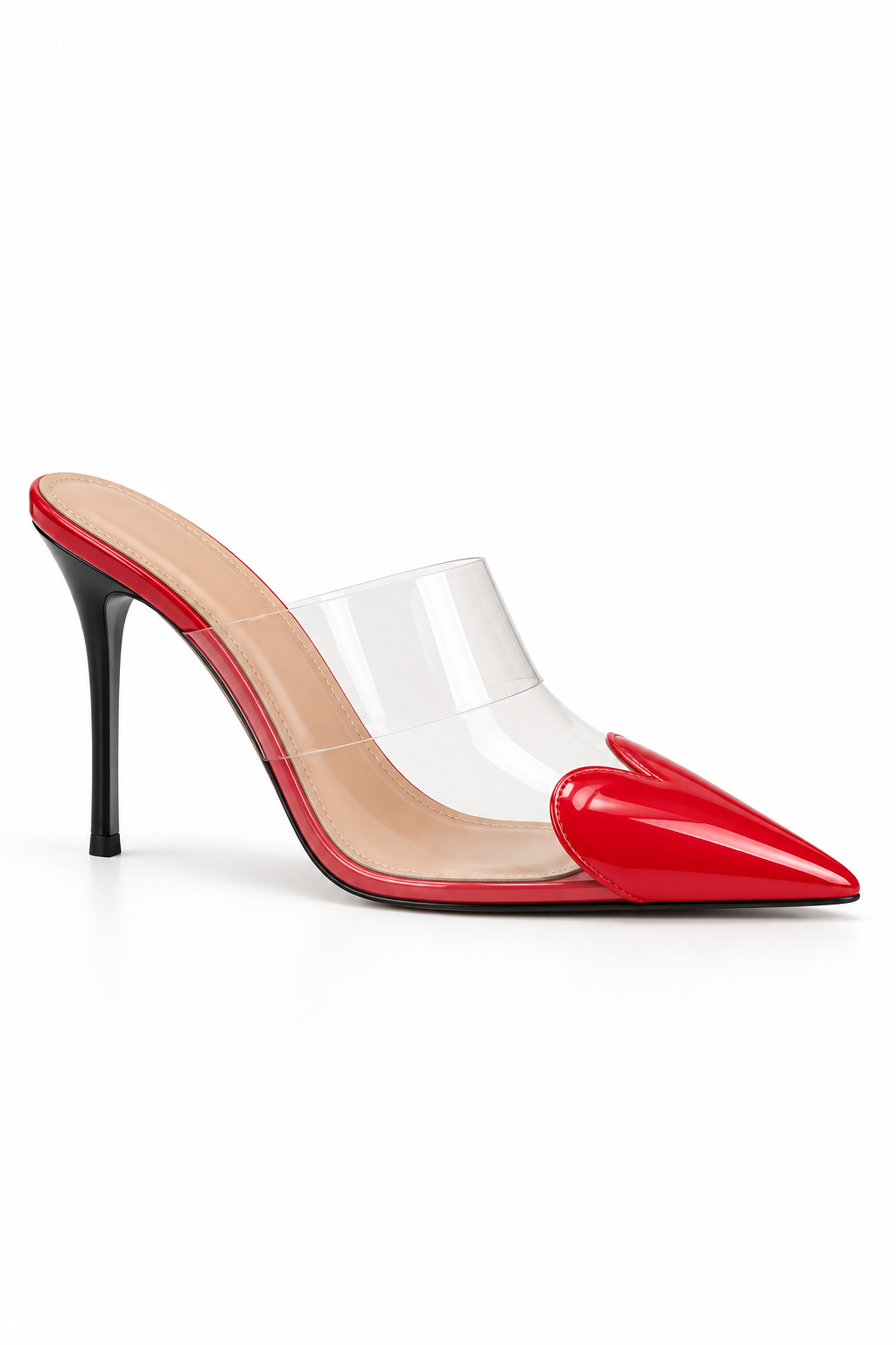 Heart Shaped Transparent High Heel Shoes