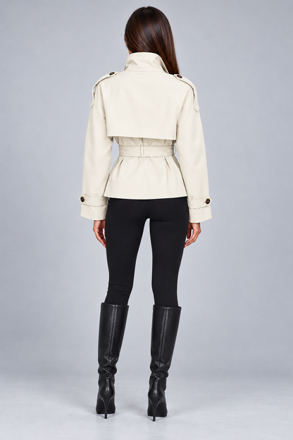 Double-Breasted Short Trench Coat