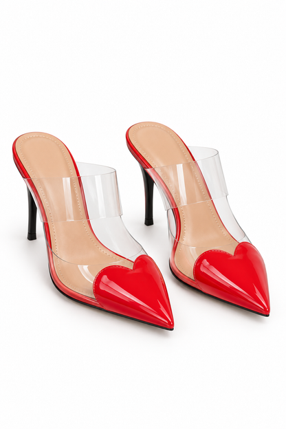 Heart Shaped Transparent High Heel Shoes
