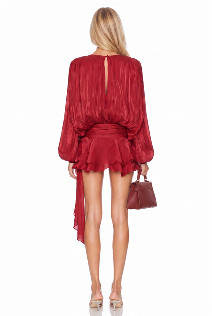 Kailey Chiffon Drape Balloon Sleeve Dress