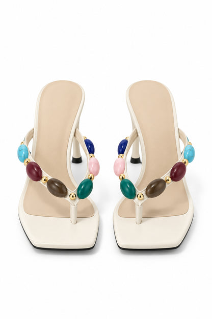 Square Toe Gemstone Sandals
