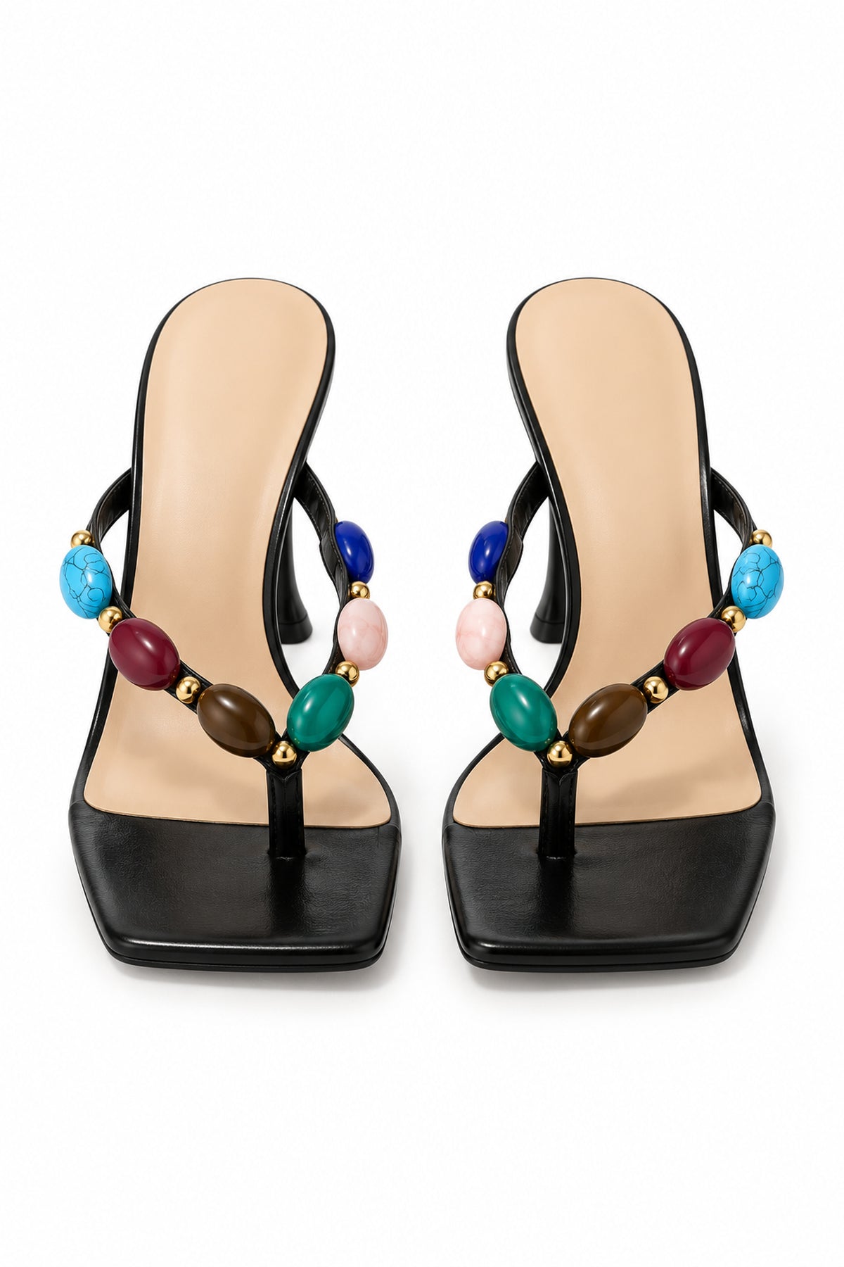 Square Toe Gemstone Sandals