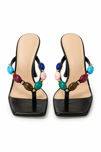 Square Toe Gemstone Sandals