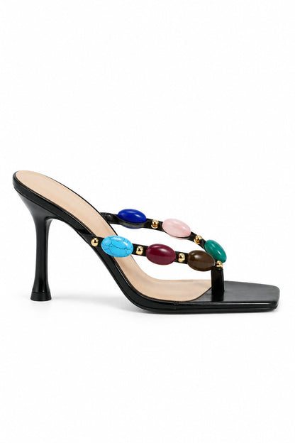 Square Toe Gemstone Sandals