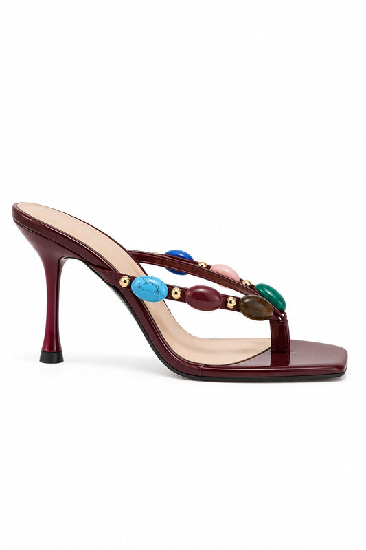 Square Toe Gemstone Sandals