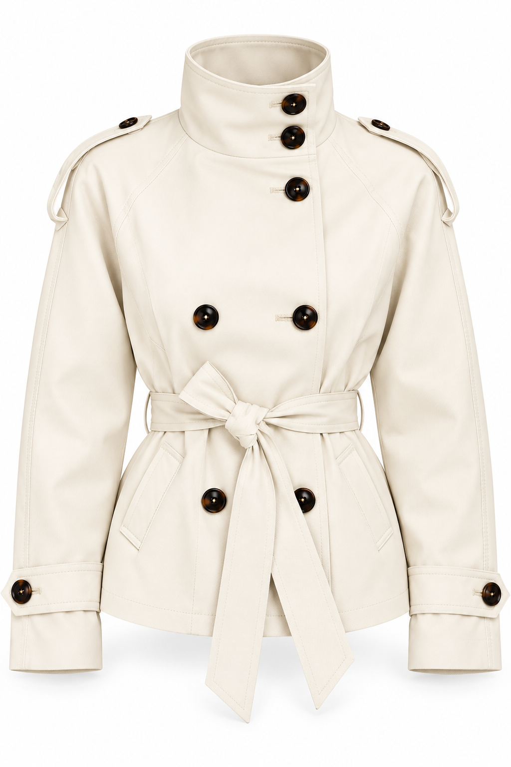 Double-Breasted Short Trench Coat