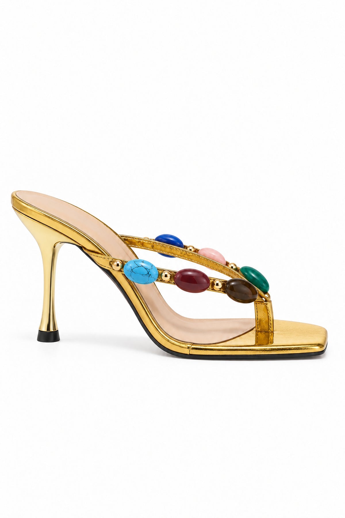 Square Toe Gemstone Sandals