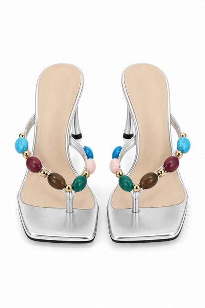 Square Toe Gemstone Sandals